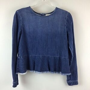 Cloth & Stone Blue Denim Peplum Shirt | XS